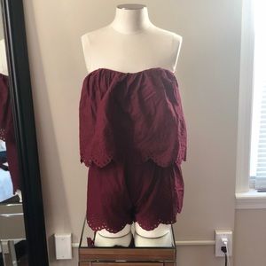 Wine colored short romper